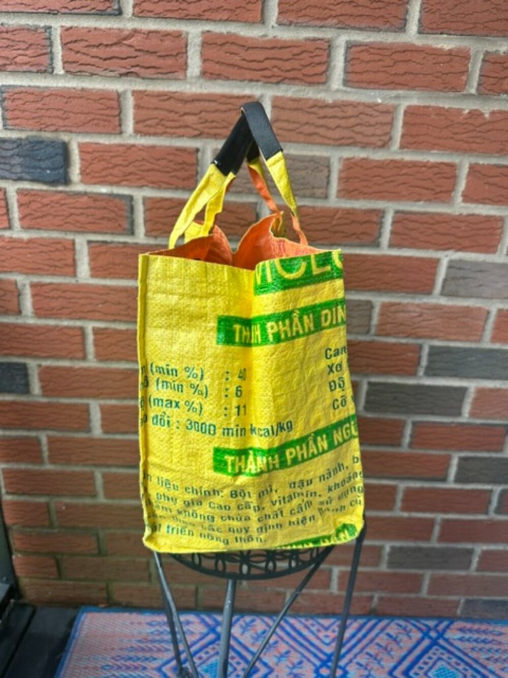 Vietnamese Upcycled Double Handle Tote Bag from Fish Feed Sack